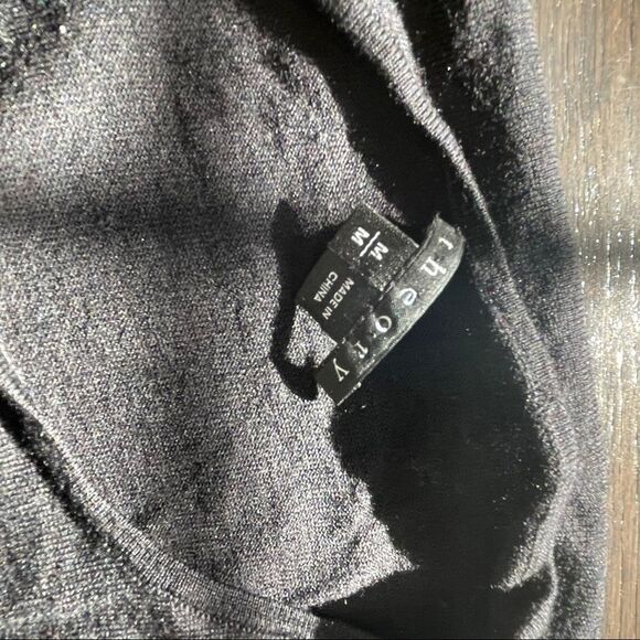 Theory Wool & Silk Faux Wrap Black Sweater - Picture 7 of 8